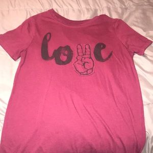Maroon “love” shirt by Arizona Jean co.